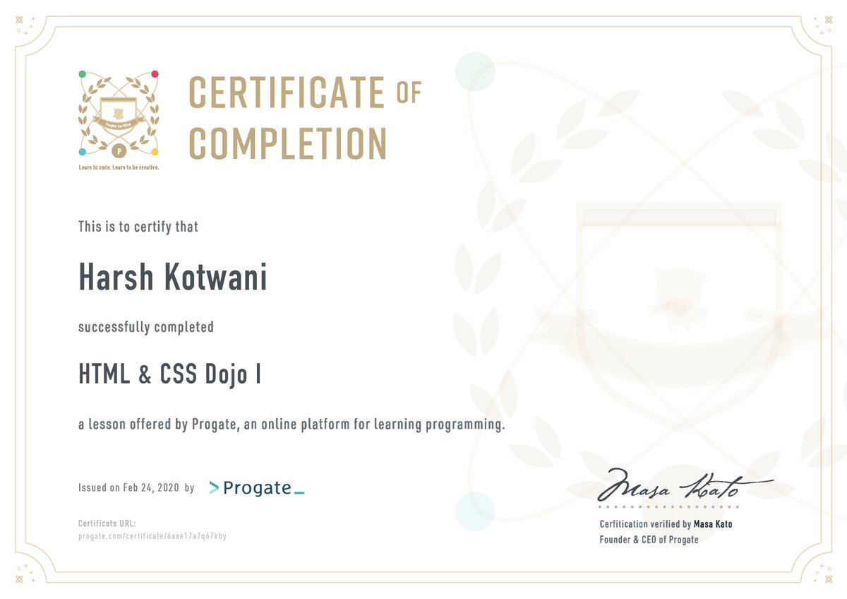 whatharshtweets's tweet image. All the lessons were easy to learn and complete untill I started Dojo, it is another level of fun to have no clues and build a website from scratch. Loved the Experience!

@progateEN #CODE2SUCCESS