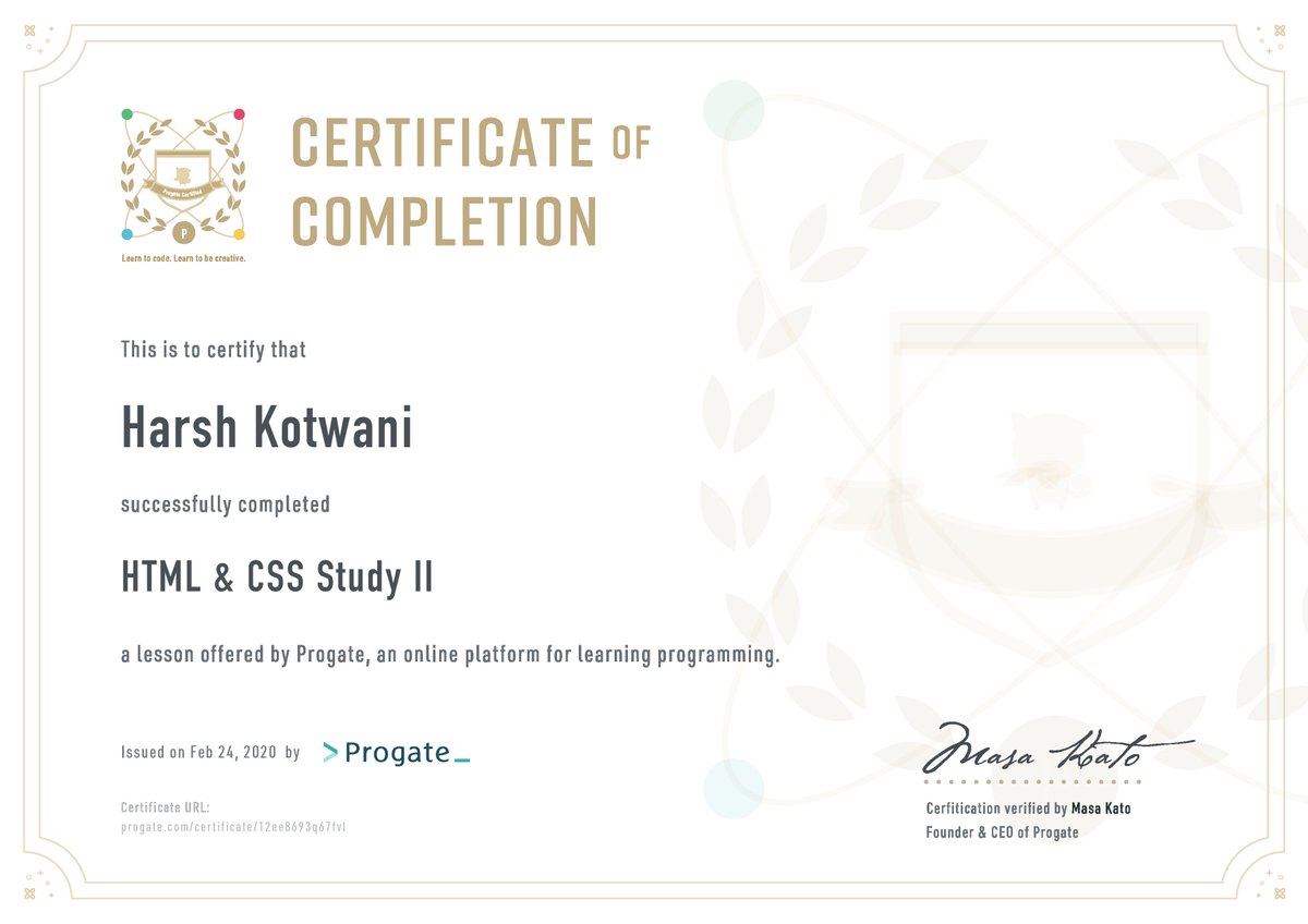 whatharshtweets's tweet image. All the lessons were easy to learn and complete untill I started Dojo, it is another level of fun to have no clues and build a website from scratch. Loved the Experience!

@progateEN #CODE2SUCCESS