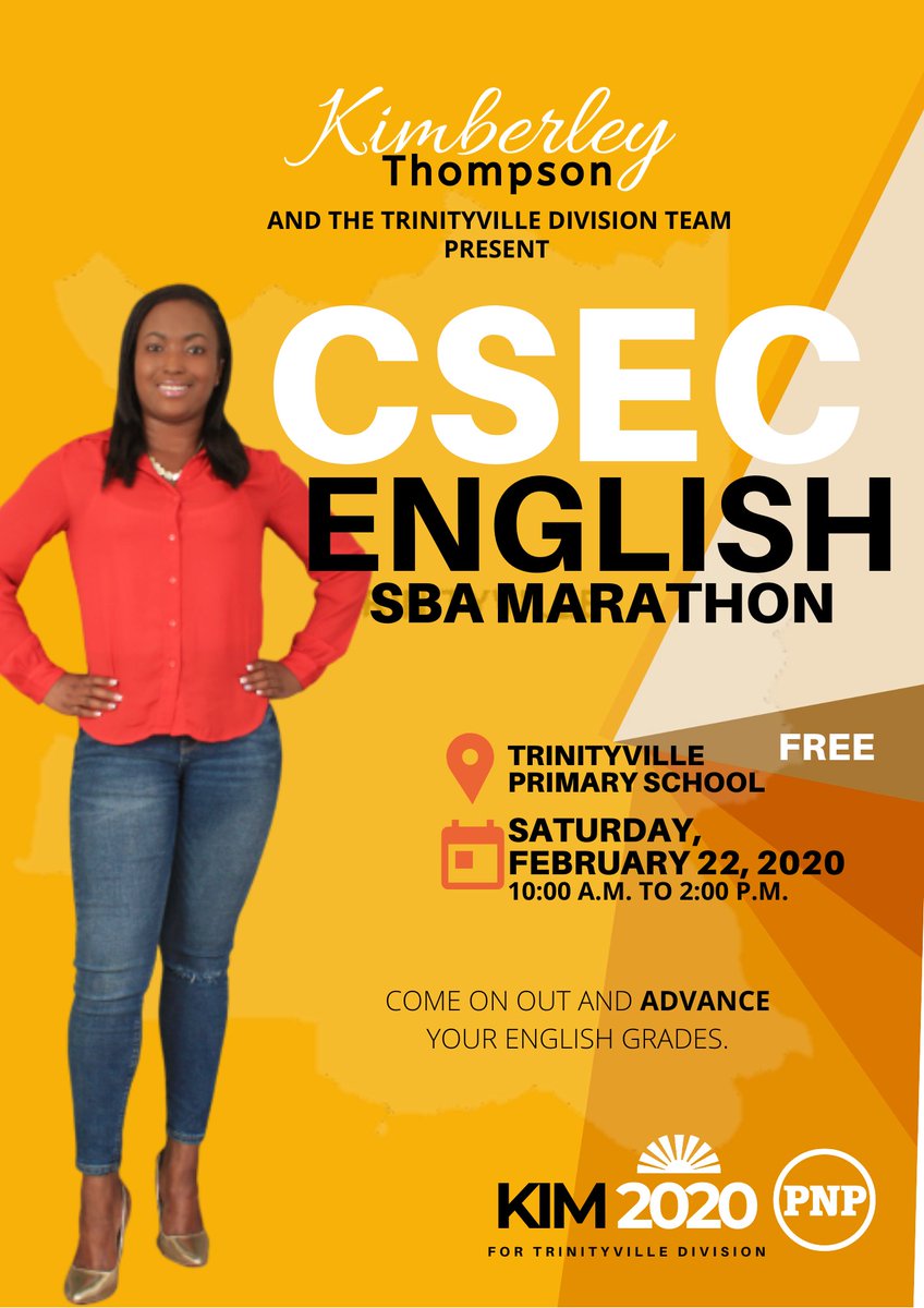 kimpactjm's tweet photo. Step-by-step revision guide on the CSEC English SBA comes to Trinityville Primary School this Saturday.
#Kim4Trinityville #YouthInPolitics #Advancement #ThePoliticsOfChange #WinWithKim @JamaicaPNP https://t.co/moD55WNQxT