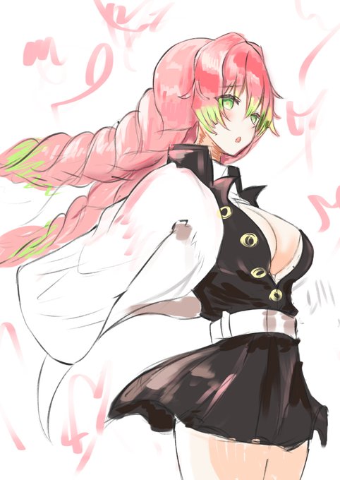 ゆティおさんがTwitterに投稿した甘露寺蜜璃(鬼滅の刃)のイラスト。
