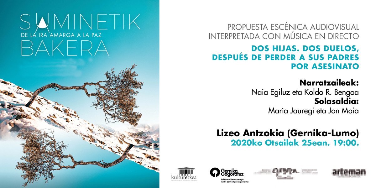 GGogoratuz's tweet photo. "Suaminetik bakera" Gernikara helduko da datorren martitzenean. Ordua: 19:00. Lekua: Lizeo Antzokia. Gidoia eta zuzendaritza: @PatxiLurra  #Mudoh-ren musika. 
Ekoizpena: @artemankomunika https://t.co/DV2TZO6UHq