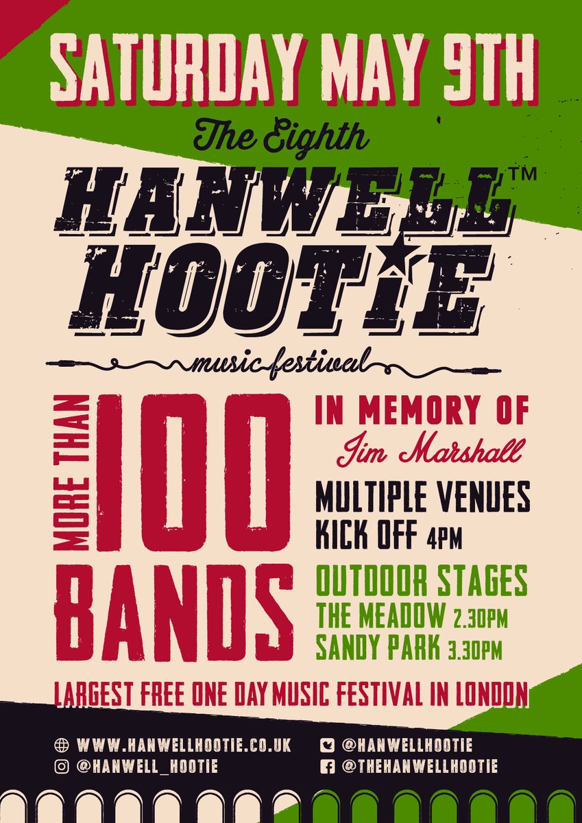 Here is is folks. The official information poster for the eighth #hanwellhootie2020 First wave of bands to be announced on March 1st!! #festival #marshallamps #homeofloud #hanwell #westlondon #londonfestival #freelondon #freefestival #rock #W7 #ealing #liveforlive