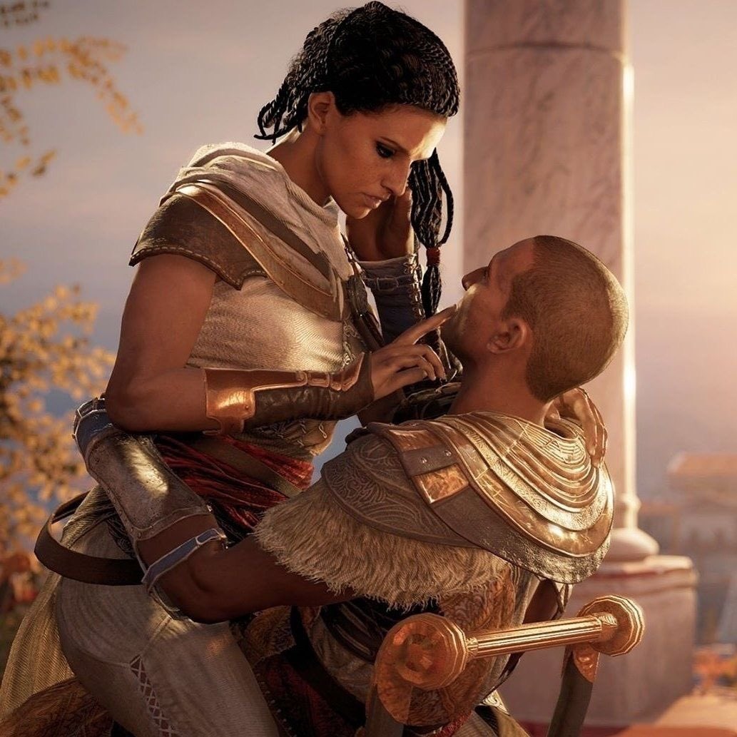 Ubisoft_Spain's tweet photo. Quédate con quien te mire como Aya mira a Bayek 😍 https://t.co/rvu3A02Zja