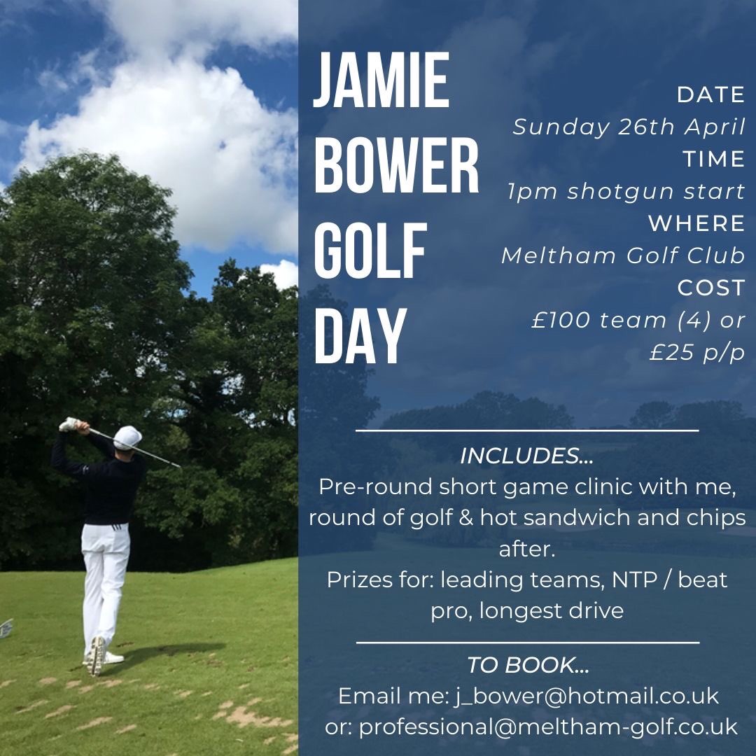jbowergolf's tweet photo. I’m excited to announce I will be holding a golf day at the end of April to help fund my @PGAEuroProTour season. Everyone welcome, please get in touch if you’d like to enter yourself or enter a team. Thank you https://t.co/dLnygeJe9P
