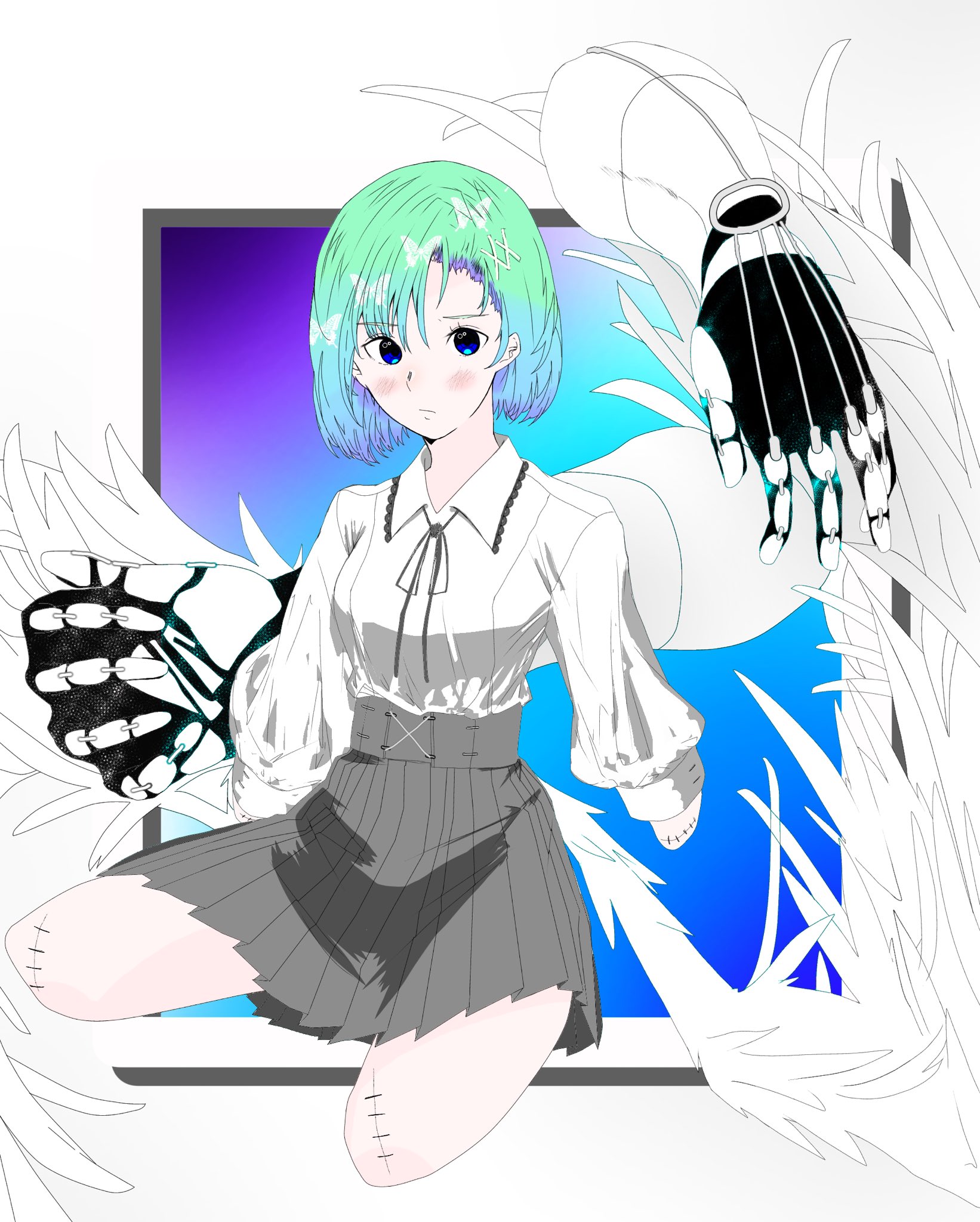 イラスト 四肢切断してて でも翼が生えてたり謎の両腕が浮かんでたりとか 見てるだけで設定てんこ盛りな女の子 個人的に好き T Co Xgdoelgwf0 Twitter