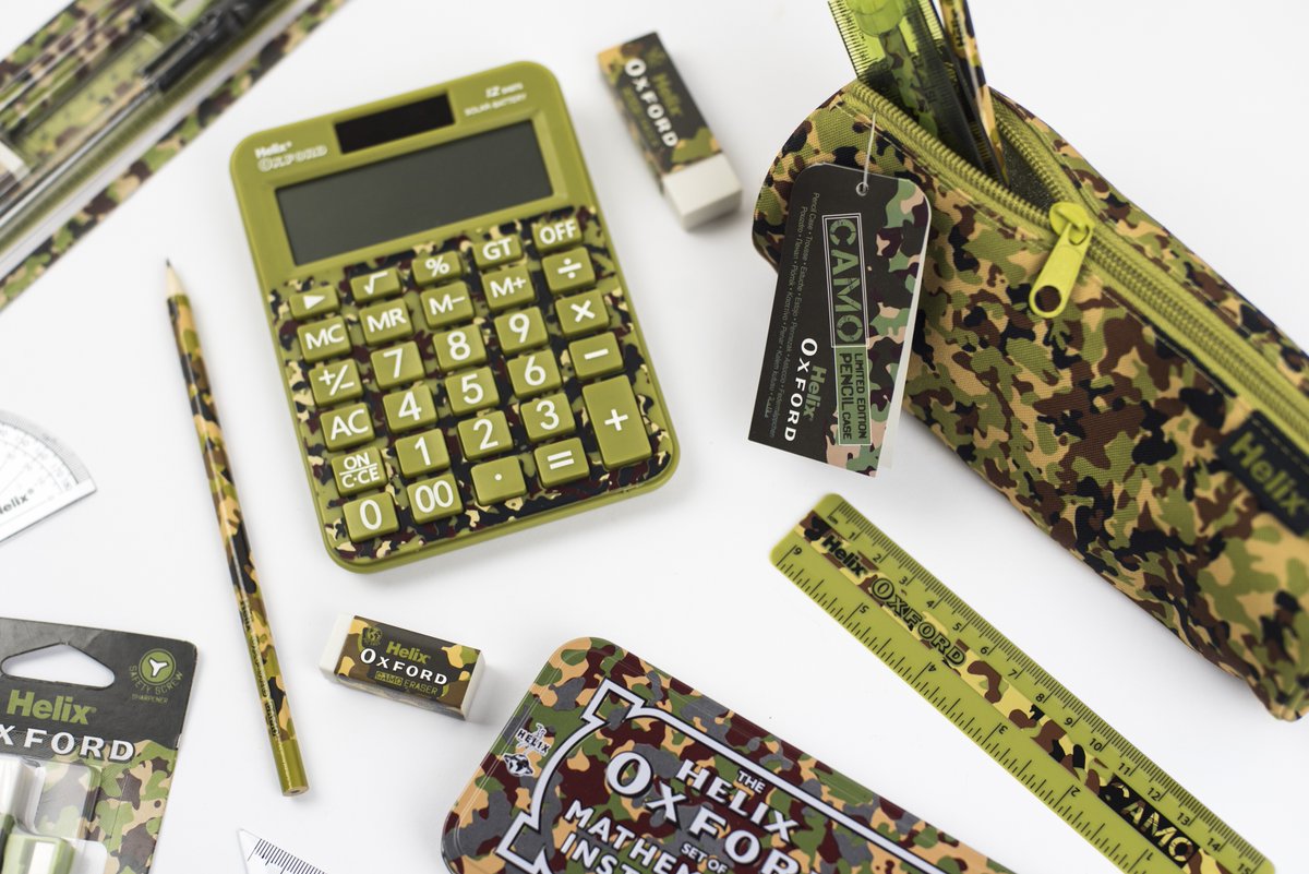 MapedHelix_UK's tweet photo. Today’s #MondayFunday is the Helix Oxford Camo Range in green. All new for 2020!​
​
We are loving the look of the Oxford Camo Maths set...a stylish school essential! ​
​
**Available Now**​
​
#CamoCollection #StationeryEssentials #MondayFunday https://t.co/0qbuBpCLPP