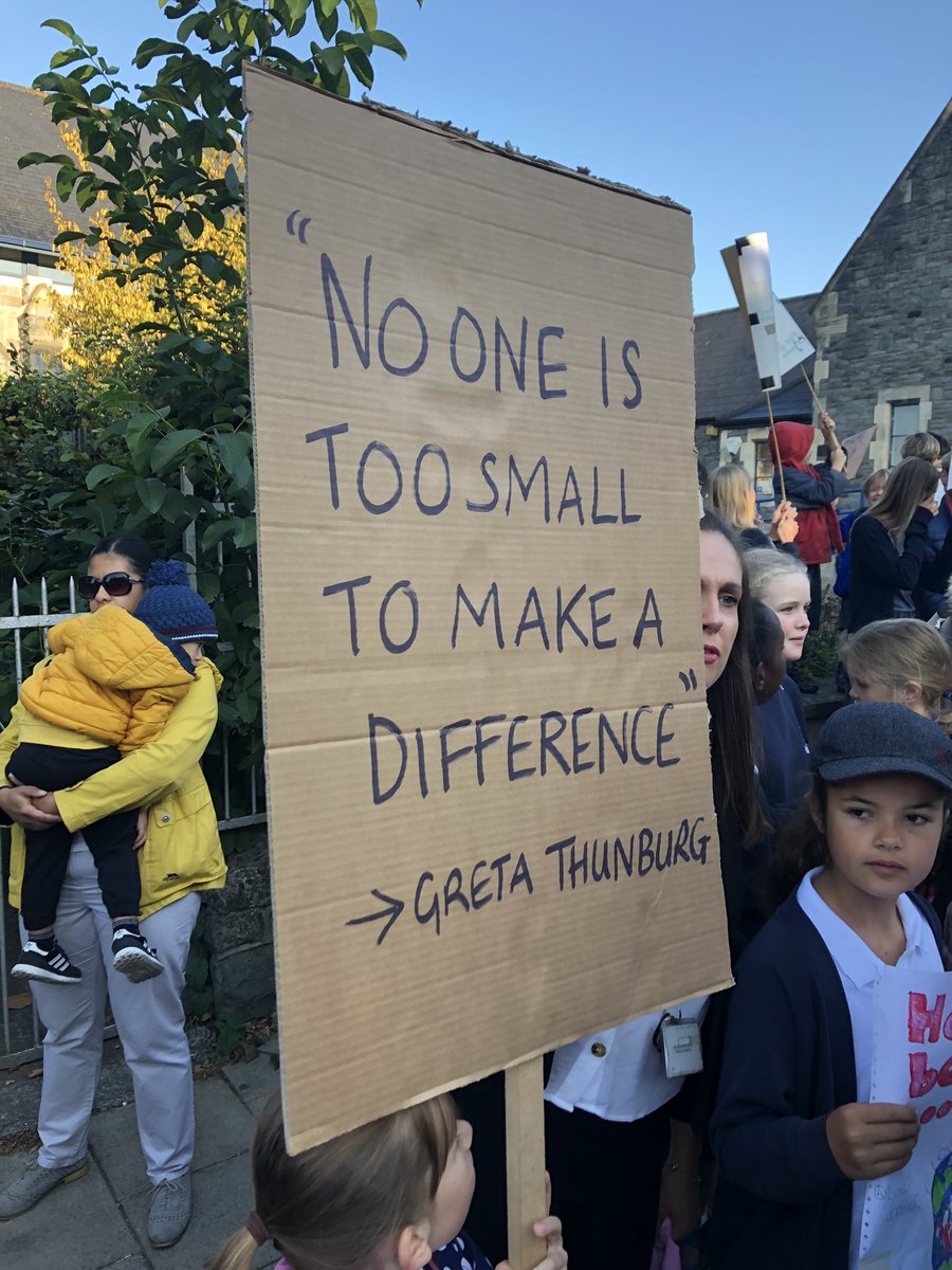 StBonsPrimary's tweet photo. .@GretaThunberg you have inspired us to be Agents of Change, we have remade our curriculum and this will be our 4th #ClimateStrike - could you join our march at 8:30? Lots of our children are too young to walk into the city centre, but we aren't too small to make a difference! https://t.co/1Qv23k9jvi