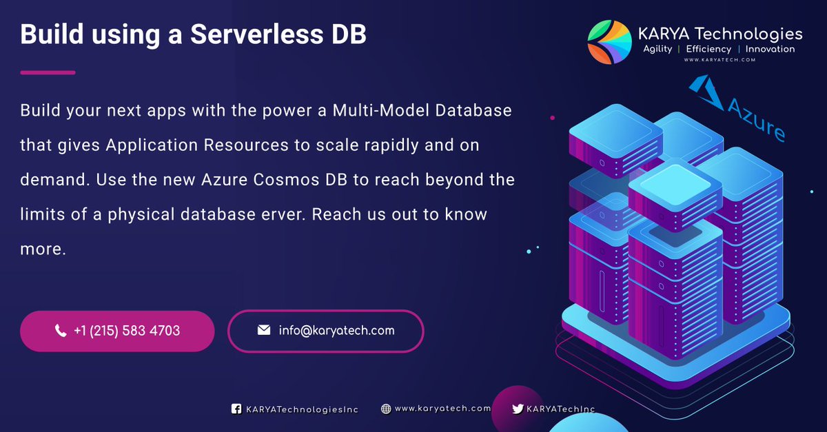 KARYATechInc's tweet image. Build using a Serverless DB
#AzureCosmoDB #ServerlessDB #CloudInfrastructure
karyatech.com/infrastructure…