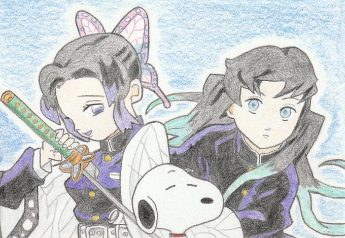 simaさんがTwitterに投稿した胡蝶しのぶ(鬼滅の刃)のイラスト。