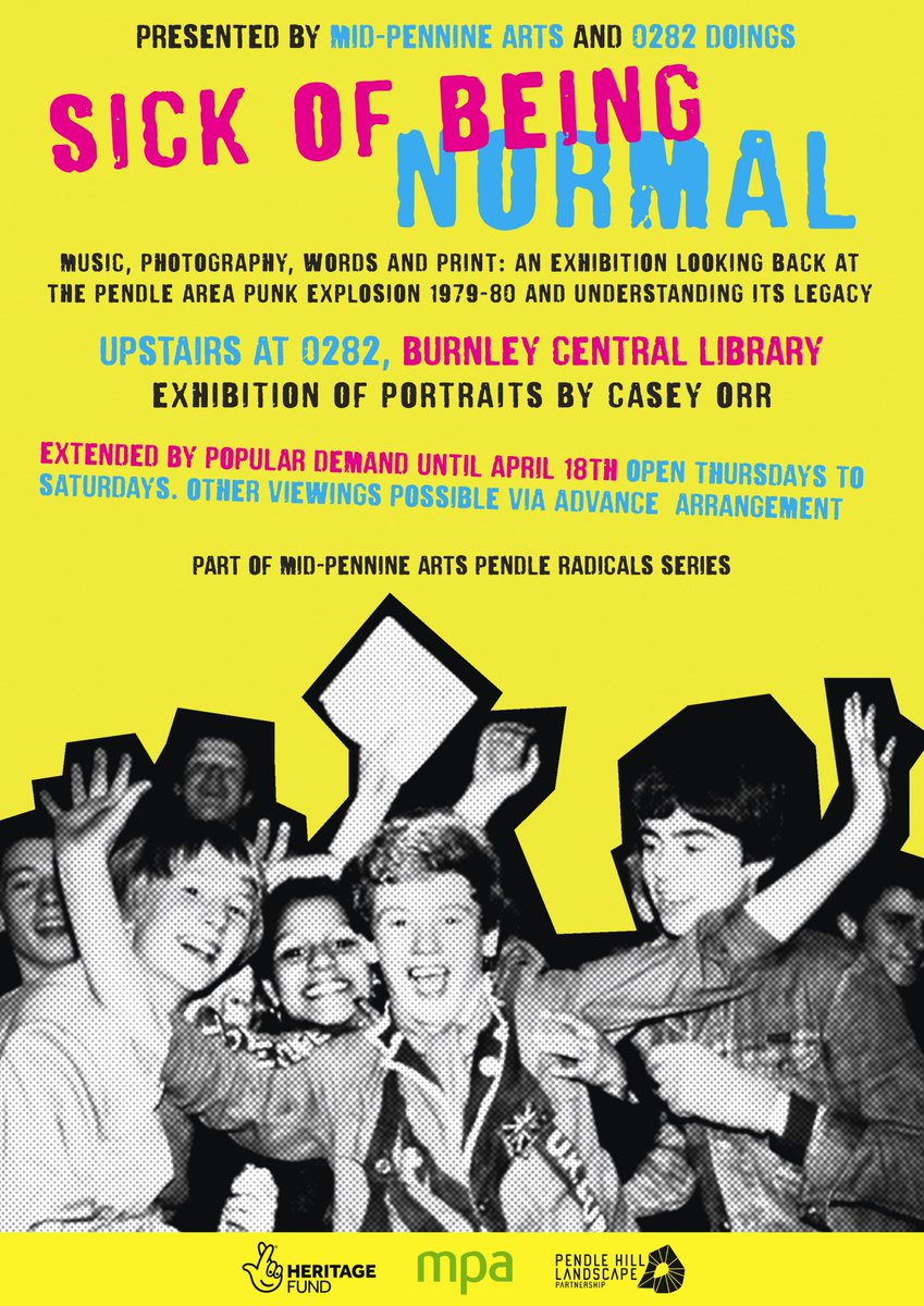 teamMPA's tweet photo. #SickofBeingNormal exhibition by @caseyannorr has been extended by popular demand! Now on until 18th April. Open each Thursday-Saturday 10am-4pm. #PendleRadicals #PendlePunks @PendleHillLP #That0282Place #BurnleyLibrary @HeritageFundNOR https://t.co/wHgcaMJBNs