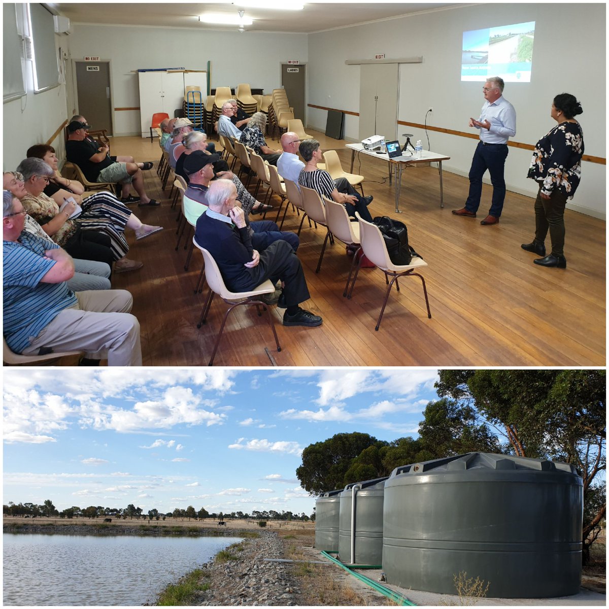 WellsDamian's tweet photo. Great to be with @ColibanWater customers in #Dingee tonight to explore possibilities for future #water services for the town. We currently supply raw water. There are emerging compact drinking water technologies that we are exploring in collaboration with customers. Early days. https://t.co/GRcV1m6ct3