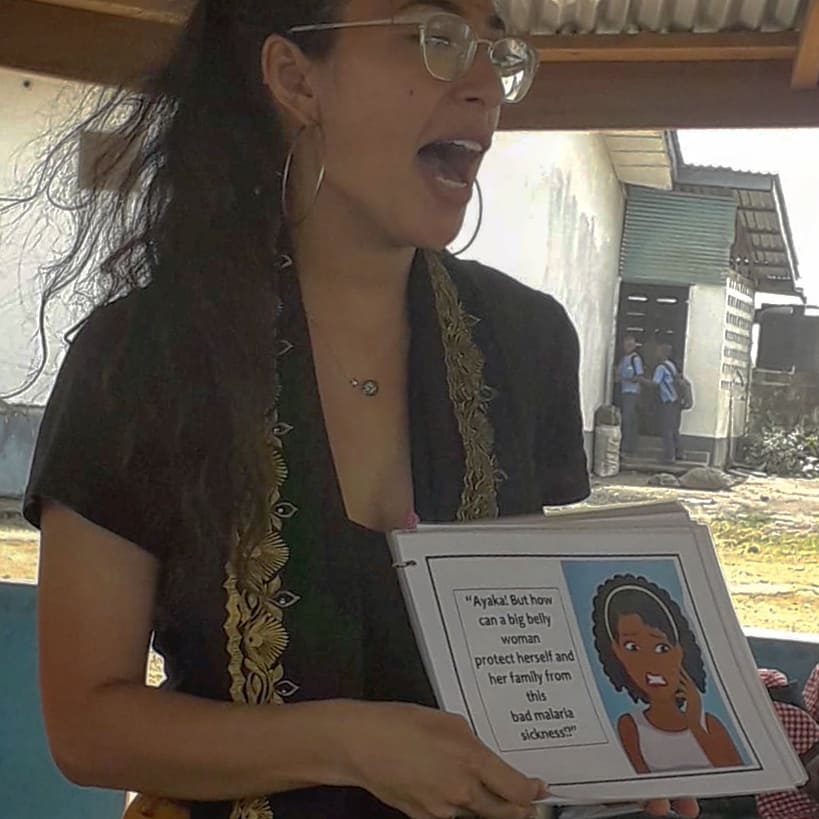 PCLiberia's tweet photo. #Malaria is endemic to #Liberia, the entire population is at risk. PCVs have created #flipbooks to show info and activities in their #science, #health, or biology #classes. #PCV Daria here is doing just that. The colorful pictures are engaging and informative. #peacecorps https://t.co/BdyODkVK9c