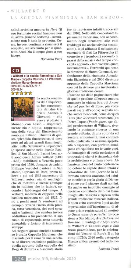 Concertoclassic's tweet photo. Sul numero di febbraio di @rivistamusica Lorenzo Tozzi assegna cinque stelle al CD "Willaert e la Scuola Fiamminga a San Marco" 🙌🏻 https://t.co/TRhrHelZ1s