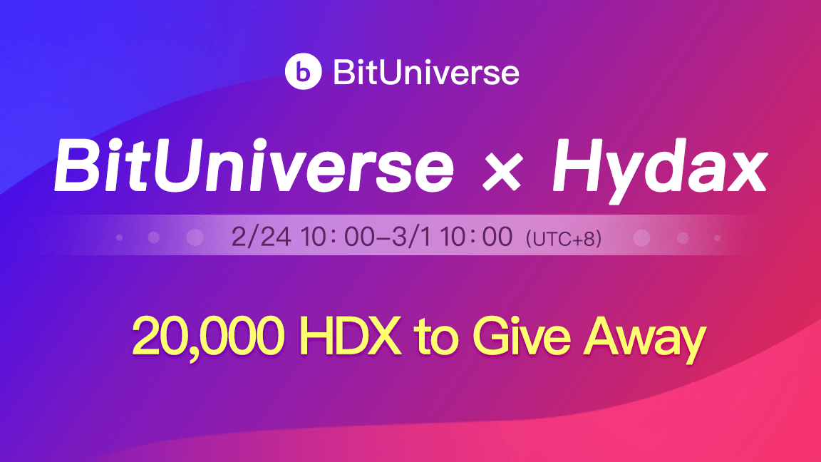 🏆20,000 #HDX #Giveaway is LIVE NOW!
👉🏻Join: vyper.io/c/23443esfgr

🎁One lucky person will get 8,000 #HDX and 120 people will receive 100 #HDX each.

Follow <a href="/HydaxE/">Hydax Exchange</a> and <a href="/bituniverse_org/">BitUniverse</a>, then retweet and tag 2 friends and comment with love #BitUniverse and Hydax