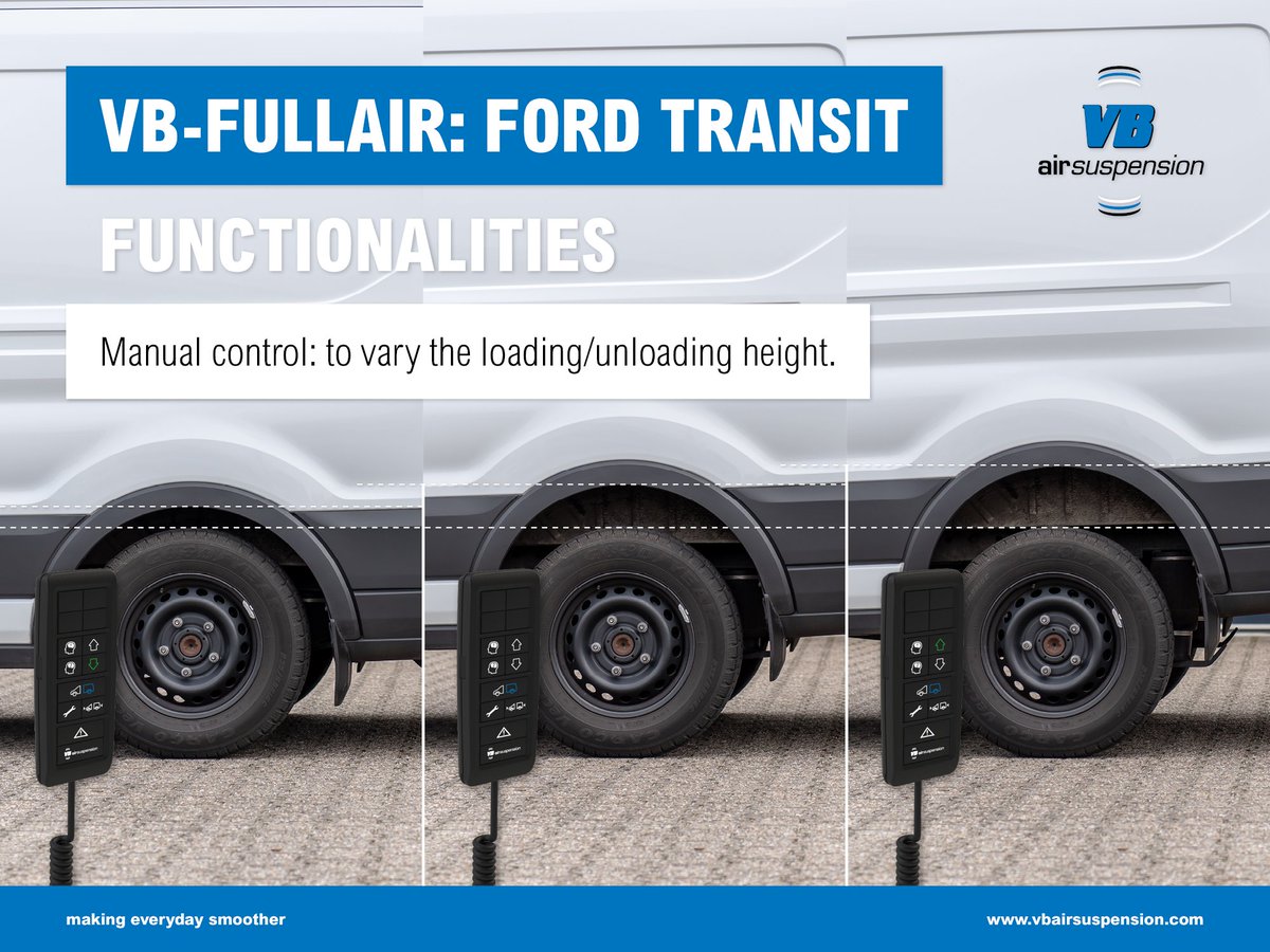 Did you know that our VB-FullAir systems come with a remote control that can be used to easily operate various functions of the suspension systems? For example the platform height can be raised &amp; lowered, allowing for easy vehicle entry/exit and for loading/unloading goods! :)
