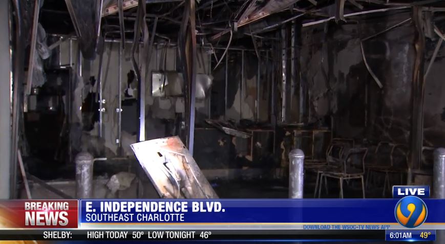 JPaulOnAir's tweet photo. This is what's left of a strip mall that caught fire overnight in SE Charlotte. 

Live coverage on @wsoctv https://t.co/VgtdFmmFyB
