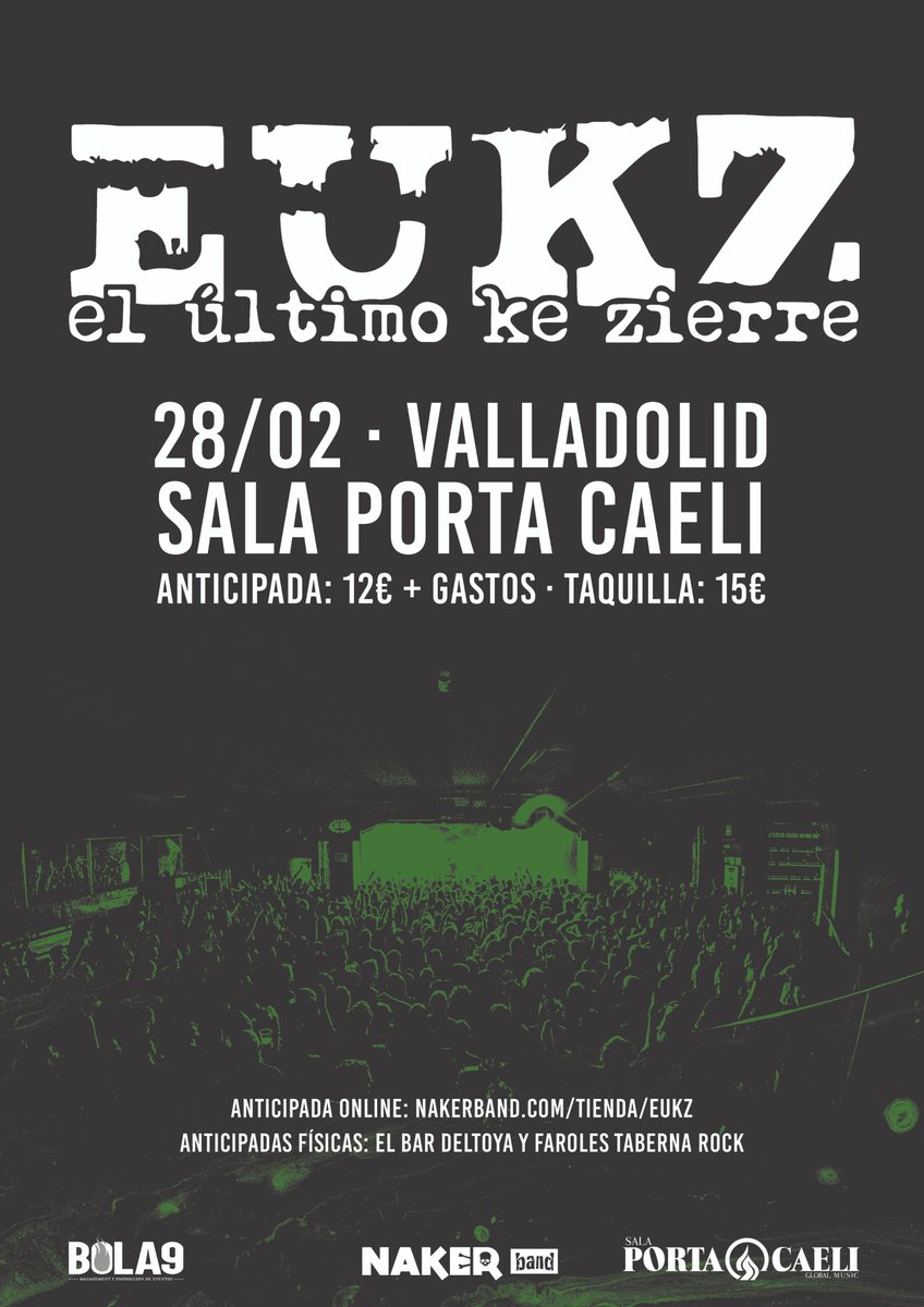 ¿Dónde vas a ver a @eukzspace este fin de semana? ¿<a href="/portacaeli/">Sala Porta Caeli</a> en Valladolid o <a href="/SalaOxido/">Sala Oxido</a> en Guadalajara? 
Echa un ojo a sus próximos conciertos confirmados y ve pillando entradas... bit.ly/ElUltimoKeZier…