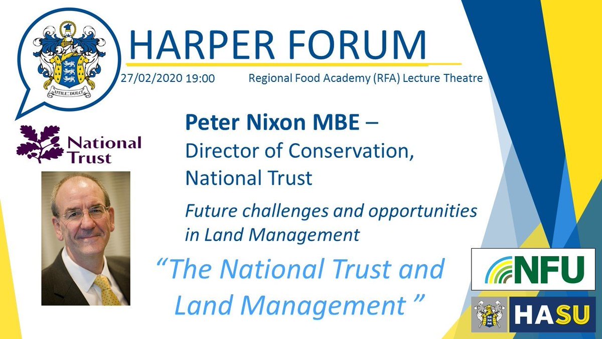 harperforum's tweet photo. This Thursday - 7pm in the RFA

Peter Nixon, recently retired Director of Conservation at the National Trust discussing Land Management within the National Trust.

An event not to be missed! https://t.co/T3diFshdMM