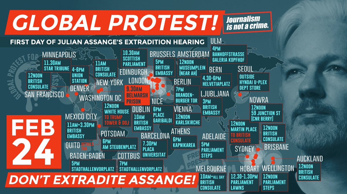 partit_pirata's tweet photo. Avui comença l'audiència sobre l'extradició de Julian Assange, fundador de @wikileaks, de Regne Unit a Estats Units.

Ens mobilitzem a tot el món! A Catalunya, a les 19.30 h. a la Plaça d'Universitat de Barcelona! https://t.co/gmZnfCtx06
