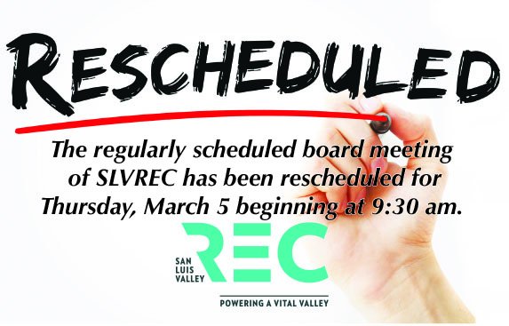 SLVREC's tweet photo. Meeting rescheduled #SLVREC #BOARDMEETING https://t.co/sKGH8BAxtX