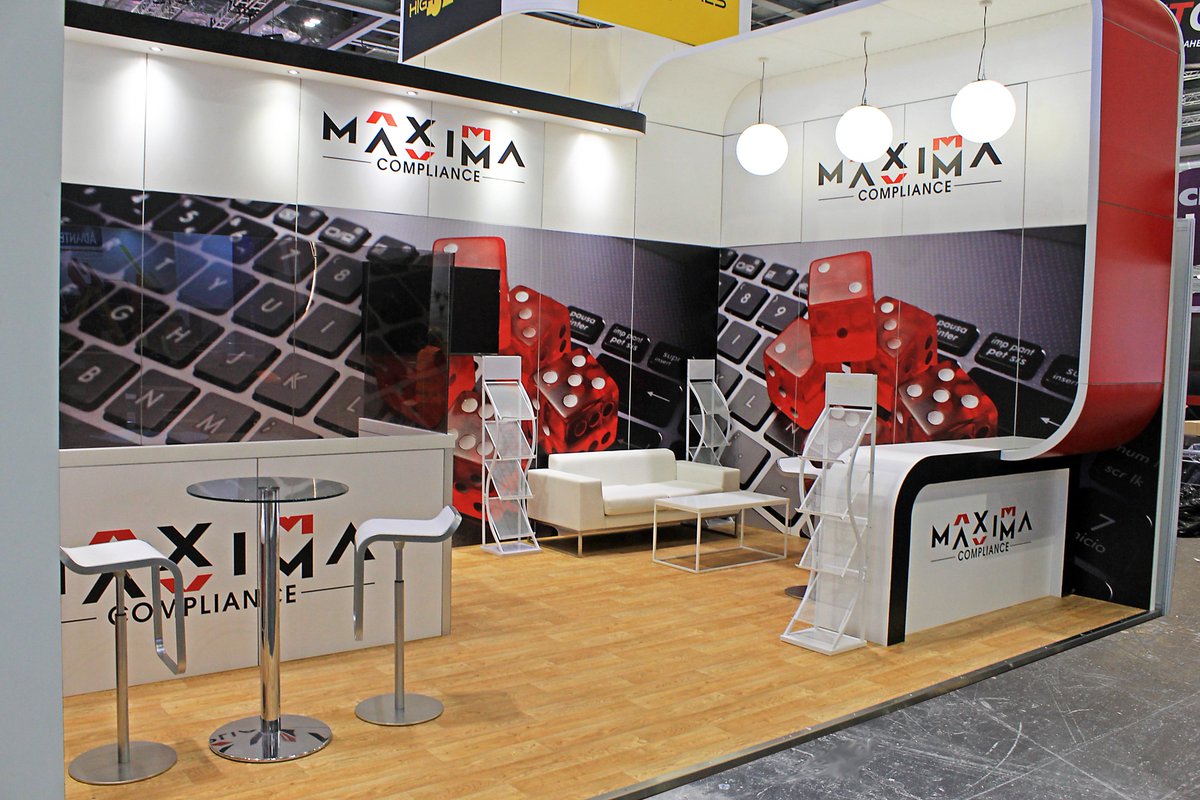Furniture hire, displays, walls, lighting and more... whatever you need for your next #exhibition stand, we can help!

Pictured is a stand we designed and built along with <a href="/squareintheair/">Square in the Air</a> for Maxima Compliance 👏