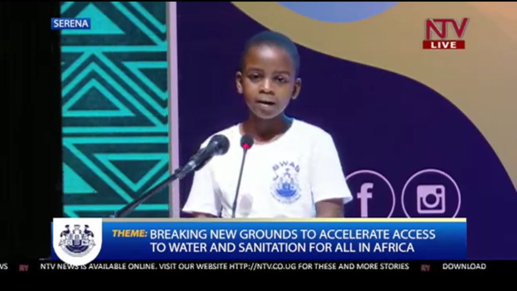 NWSC_SWASclubs's tweet photo. SWAS Star from Kabojja Junior School making a presentation at #AFWAUg2020. https://t.co/mu4rpDOP2Y