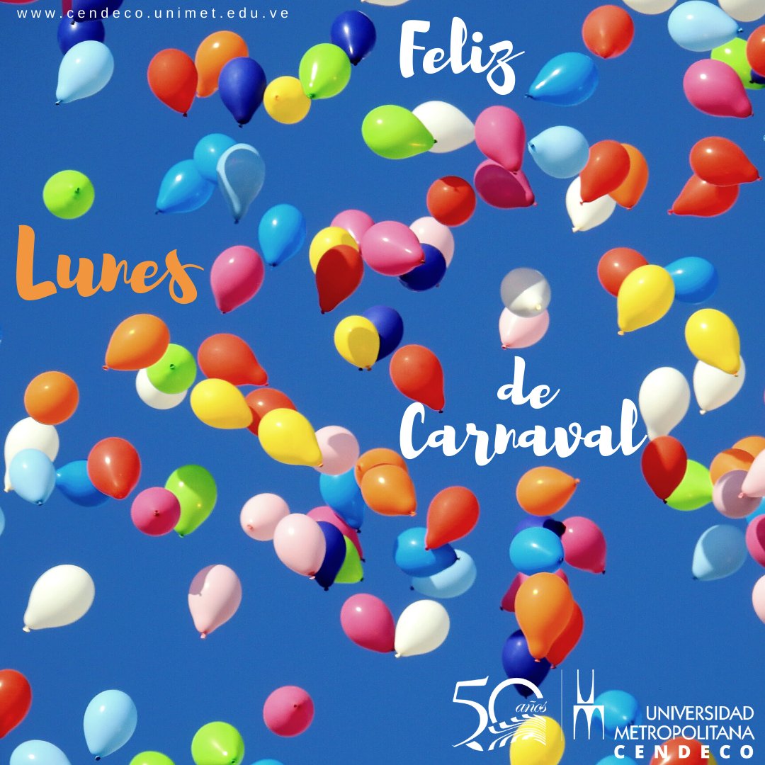 ExtensionUNIMET's tweet photo. Aunque decidas descansar, leer, dormir, trabajar o salir a festejar, en #cendeco te deseamos un Feliz lunes de Carnaval 😉
#FelizLunes #Carnaval #24Feb https://t.co/gRGs6HeXqG