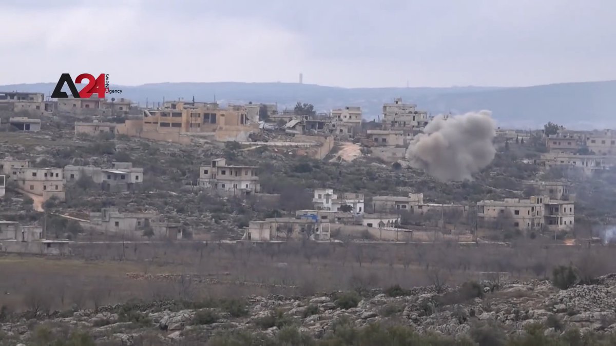 Screenshots of what looks like an artillery strike near a pair of Turkish Kirpi MRAPs and other vehicles in Al-Bara, Idlib, from yesterday. 16/