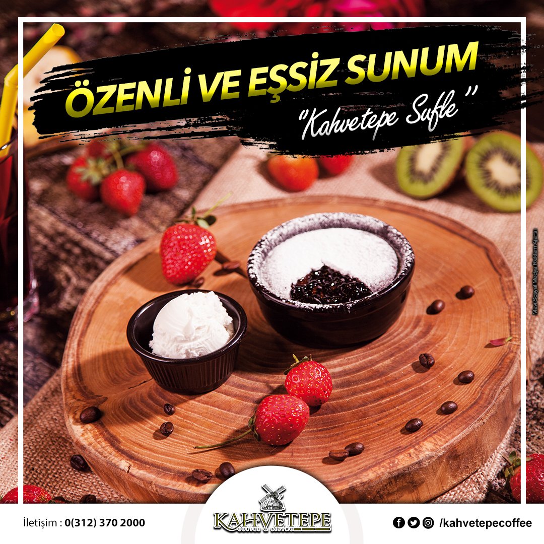 ÖZENLİ VE EŞSİZ SUNUM, Kahvetepe Sufle 😊
.
📍DEĞİRMEN:
Mamak Cad. No:82 Mamak / ANKARA
☎ 0312 370 20 00
.
📍NATA VEGA AVM:
Akşemsettin Mah. 2308. Sok. Nata Vega AVM Giriş Kat Mamak/Ankara