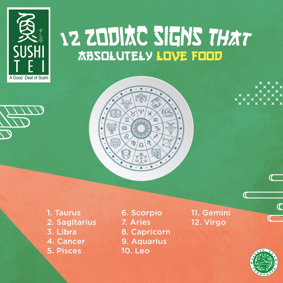 Waaaw ini dia urutan zodiak yang paling suka makan. Kalau kamu zodiaknya apa sih guys?😍

#AGoodDealOfSushi #SushiHalalIndonesia #SushiTeiIndonesia #SushiTei #food #foodcoma #anakjajan #foodgasm #fresh #eat #yummy #amazing