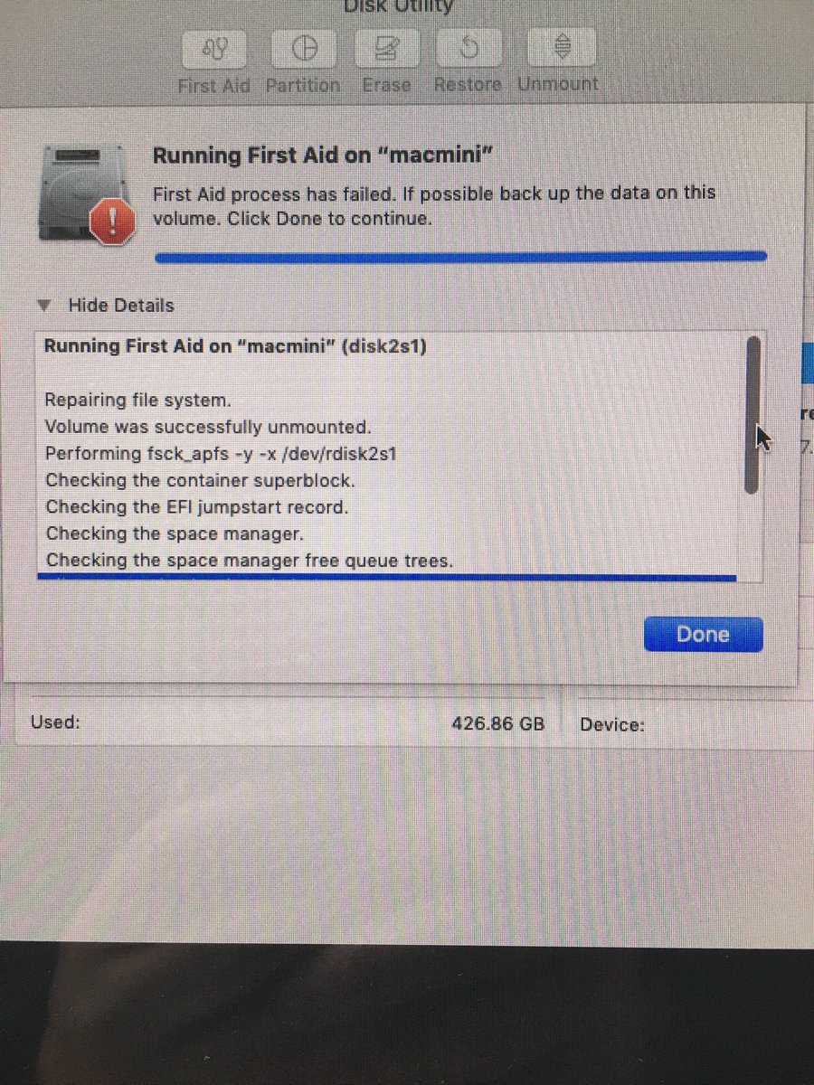 os x file system check exit code is 8