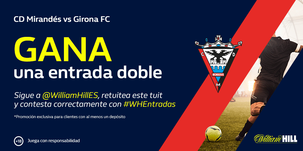 WilliamHillES's tweet photo. 🎟🎟 Sorteamos 2 entradas dobles para el #MirandesGirona ⚽
✅ Síguenos
🔁 Haz RT
💬 Responde con #WHEntradas ¿Cuál fue el resultado del partido de la 1ª vuelta entre Mirandés y Girona? @CDMirandes
⏱Ganadores: 25/02/2020
T&C 👉 https://t.co/TWykD4btXH https://t.co/oi8uQ9itJX