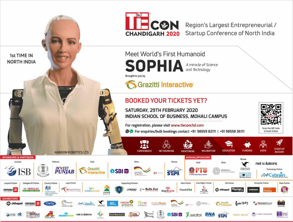 #Sophia is coming to Chandigarh. 
Don't miss a chance to meet the world's first #humanoid robot citizen.
Book your tickets and plan your visit bit.ly/2PjV3ma

#entrepreneurship #entrepreneur #startupindia #TiEConChandigarh2020 #GrayCellTech