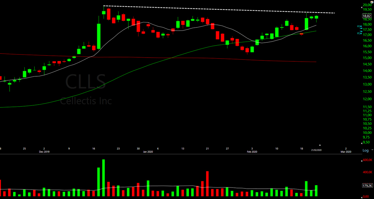 swttrading's tweet photo. To watch this week:

$CLLS

Biotech company has been developing a nice contraction pattern over the last couple of weeks.

This french biotech is on a strong momentum uptrend and has gained +100% since December 2019.

#stockmarket #tradingstocks #trading https://t.co/p5KdpL8nzm
