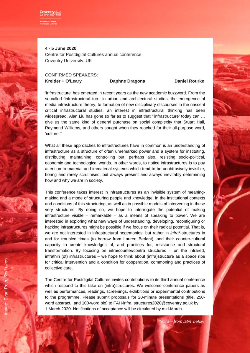CovUni_CPC's tweet photo. #CFP #CallforPapers We'd still love to hear your proposals for our annual conference in June! We're looking for proposals responding to our theme of #infrastructures and welcoming alternative formats - more information on the conference website https://t.co/P2Pspe5s0t https://t.co/OEZUyj9764