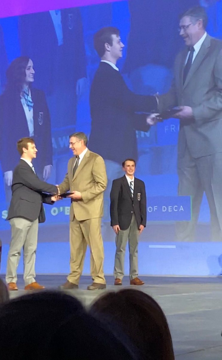 Retired business teacher and long time Raptor, Shawn O’Brien, received the prestigious Friends of DECA award for his many years supporting and motivating Eaglecrest business students!