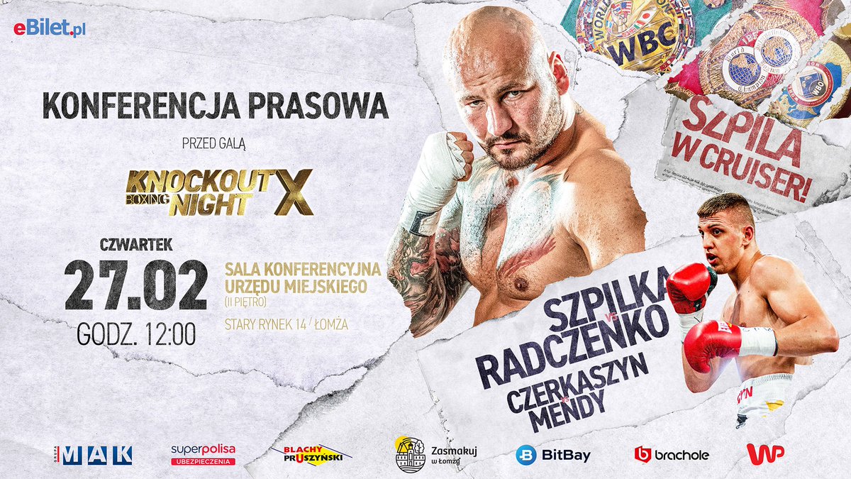 knockoutprm's tweet photo. KBN X: Konferencja prasowa w Łomży!

Zapraszamy na spotkanie ze Szpilą 👊 

W konferencji wezmą udział: Prezydent Mariusz Chrzanowski, Wiceprezes KP Jacek Szelągowski i @bokserlive01

@szpilka_artur @Boks4ever @umlomza @MandesR @ringpolskapl @RingBlogpl @boxingfun @bokser_org https://t.co/7Nqmej3Nen