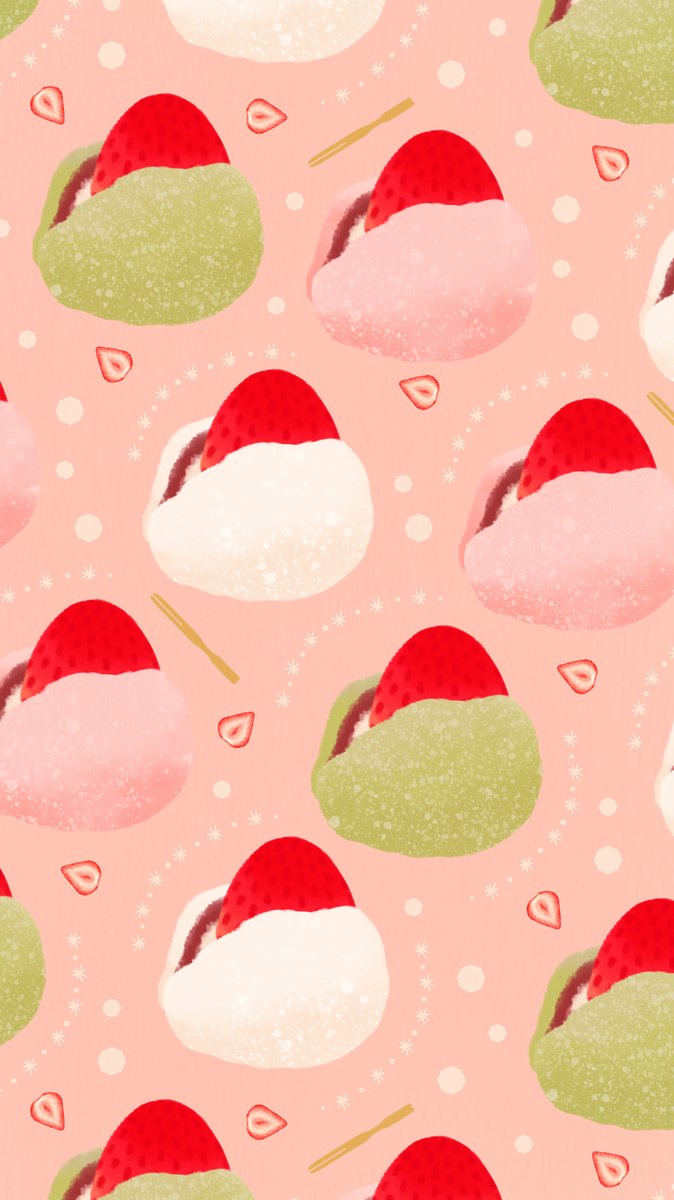 Omiyu みゆき いちご大福な壁紙 Illust Illustration 壁紙 イラスト Iphone壁紙 いちご大福 Strawberry