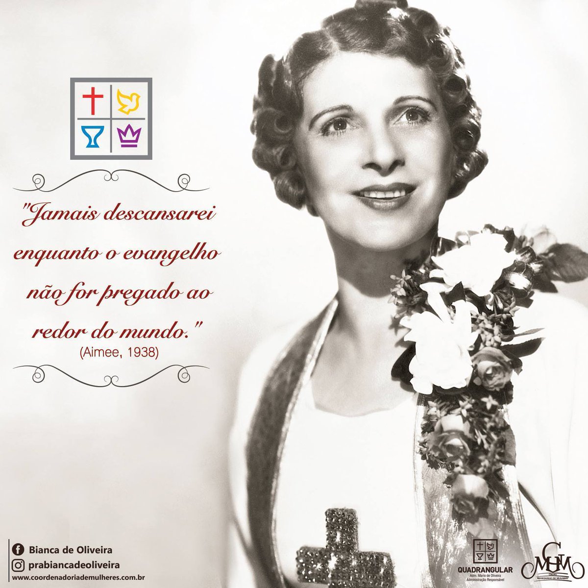 Nossa querida fundadora,  Aimee Semple Mcpherson, um grande exemplo de coragem e ousadia! ❤
