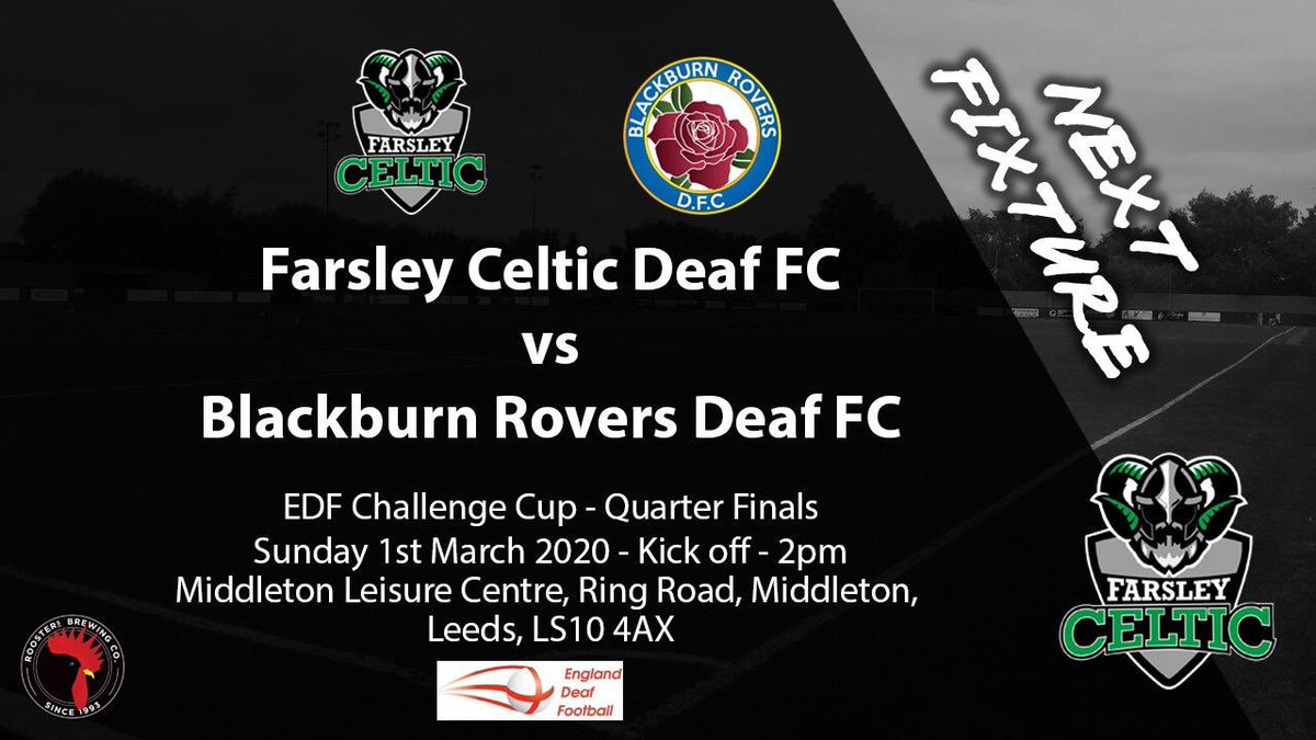 farsleyceltdeaf's tweet photo. Next up: EDF cup quarter final game v Blackburn Rovers DFC at home in Middleton. Come and support the Celts! ๐๐ค #FCDFC #CeltArmy https://t.co/Ln5859f2yi
