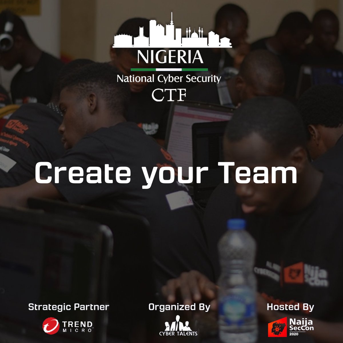 We've partnered with trend micro and Cybertalents to discover the best cybertalents in Nigeria via our annual NaijaSecCon CTF competition.

Winning team will be fully sponsored to represent Nigeria Internationally.

Register here: bit.ly/NscCTF2020Quals #TagAFriend