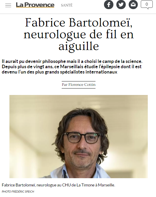 'Fabrice Bartolomeï, neurologue de fil en aiguille'. @laprovence 🗞️🔐👉 bit.ly/37X9rHo @epinext_fr #aphm #santé #épilepsie #neurologie