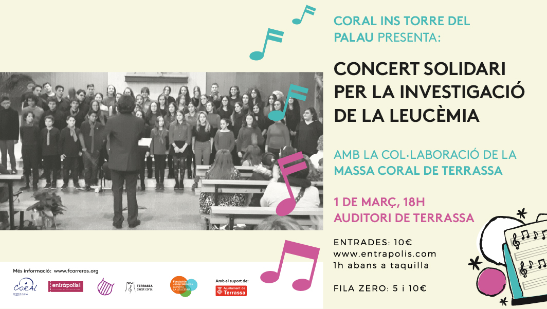 ajterrassa's tweet photo. Guanyem la lluita contra la #leucèmia. Aquest diumenge, vine al Concert Solidari, per a la investigació de la leucèmia a l'# @AuditoriTRS, amb la Coral INS @Torredelpalau i la @MassaCoral , #Terrassa  @fcarreras #Terrassa https://t.co/2z5z59XhkX