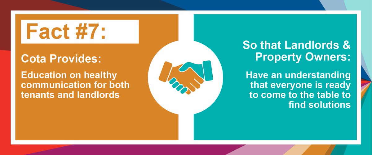 CotaInspires's tweet photo. Cota works with landlords and property owners across the city of Toronto to build vibrant and thriving communities. The foundation of these relationships is built on eight main principles. The seventh principle is: #housingfirstapproach #supportivehousing https://t.co/ePum7d3n5Y