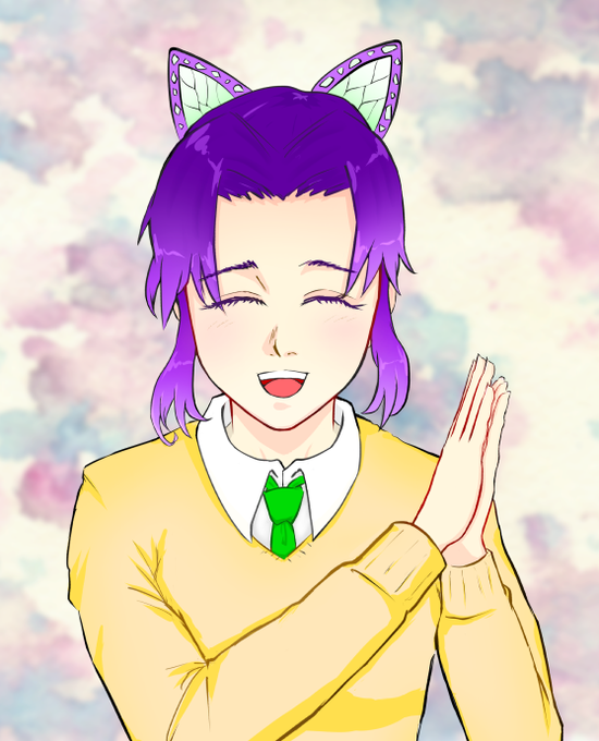 どんえふさんがTwitterに投稿した胡蝶しのぶ(鬼滅の刃)のイラスト。