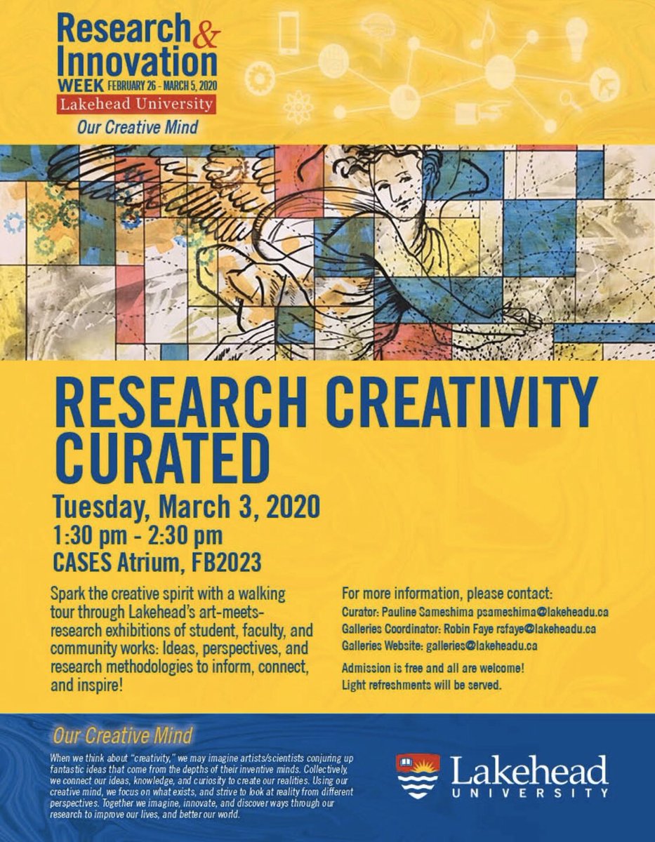LakeheadRsrch's tweet photo. Discover your creative mind during Research and Innovation Week #lakeadri #mylakehead #ourcreativemind #thunderbayevents https://t.co/vU6ByA8wSx