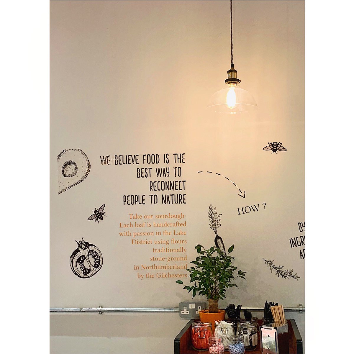 FoodSyncUK's tweet photo. Taking shelter from the rain in @milkhoneyMCR before talking zero carbon with @corridormcr. Then a chance to try @robertvictor_uk on the walk back to the office. Productive Manchester Monday morning ☔️ #oxfordroadcorridor #Manchester #zerocarbon #monday #corridormcr https://t.co/nrQ4vRUaGv