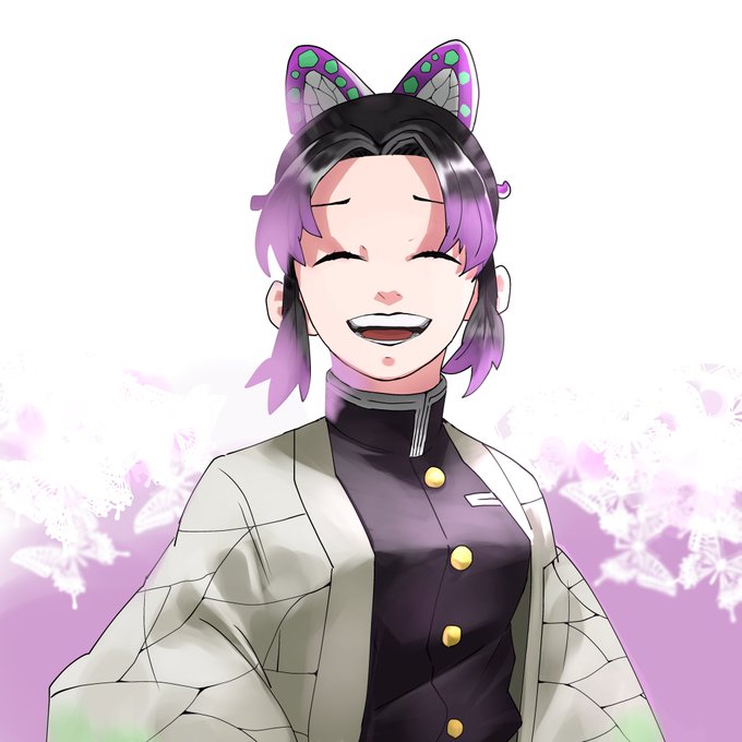 そば(鬼滅＆ヒロ垢)さんがTwitterに投稿した胡蝶しのぶ(鬼滅の刃)のイラスト。