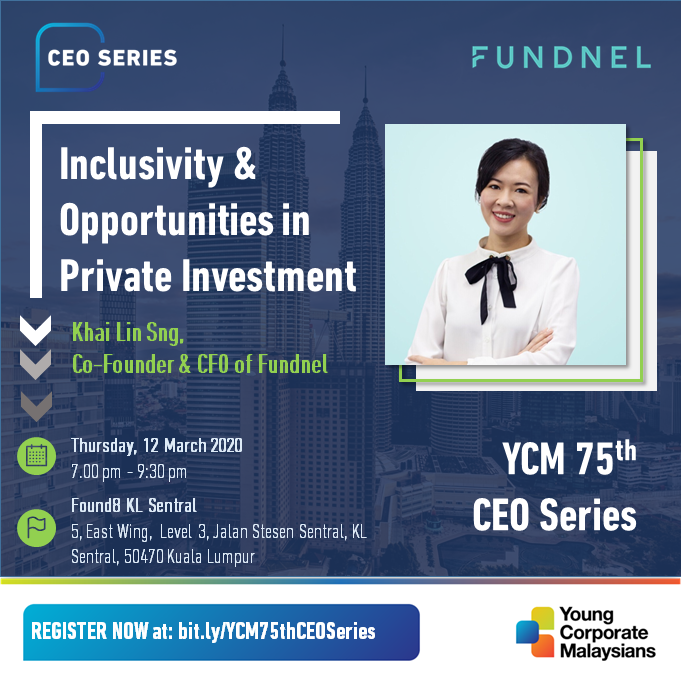 YoungCorpMsians's tweet photo. For our 75th CEO Series, Young Corporate Malaysians (YCM) is proud to host Khai Lin Sng, co-founder & CFO of Fundnel. RSVP by 29 Feb 23:59GMT+8 to grab limited seats for this event and gain insights regarding #fintech, #womeninfintech and much more! #YCMCEOSeries #YCMxFundnel https://t.co/CXhBjFKMVf