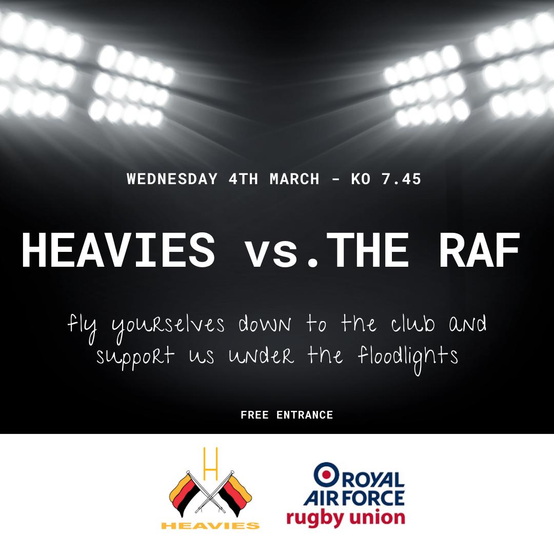 RichmondFC1861's tweet photo. π‘ | UNDER LIGHTS
Come on down to the @RichmondAth on Wednesday 4th March as our Richmond Heavies go head to head with the @RAFRugbyUnion/@RAFRU_Vultures! π©οΈ
ποΈ Wednesday 4th March
β° KO 7:45pm
π» Members Bar OPEN
ποΈ FREE entry
#ThisIsRichmond #ThisIsOneClub https://t.co/HOtdMijWMx